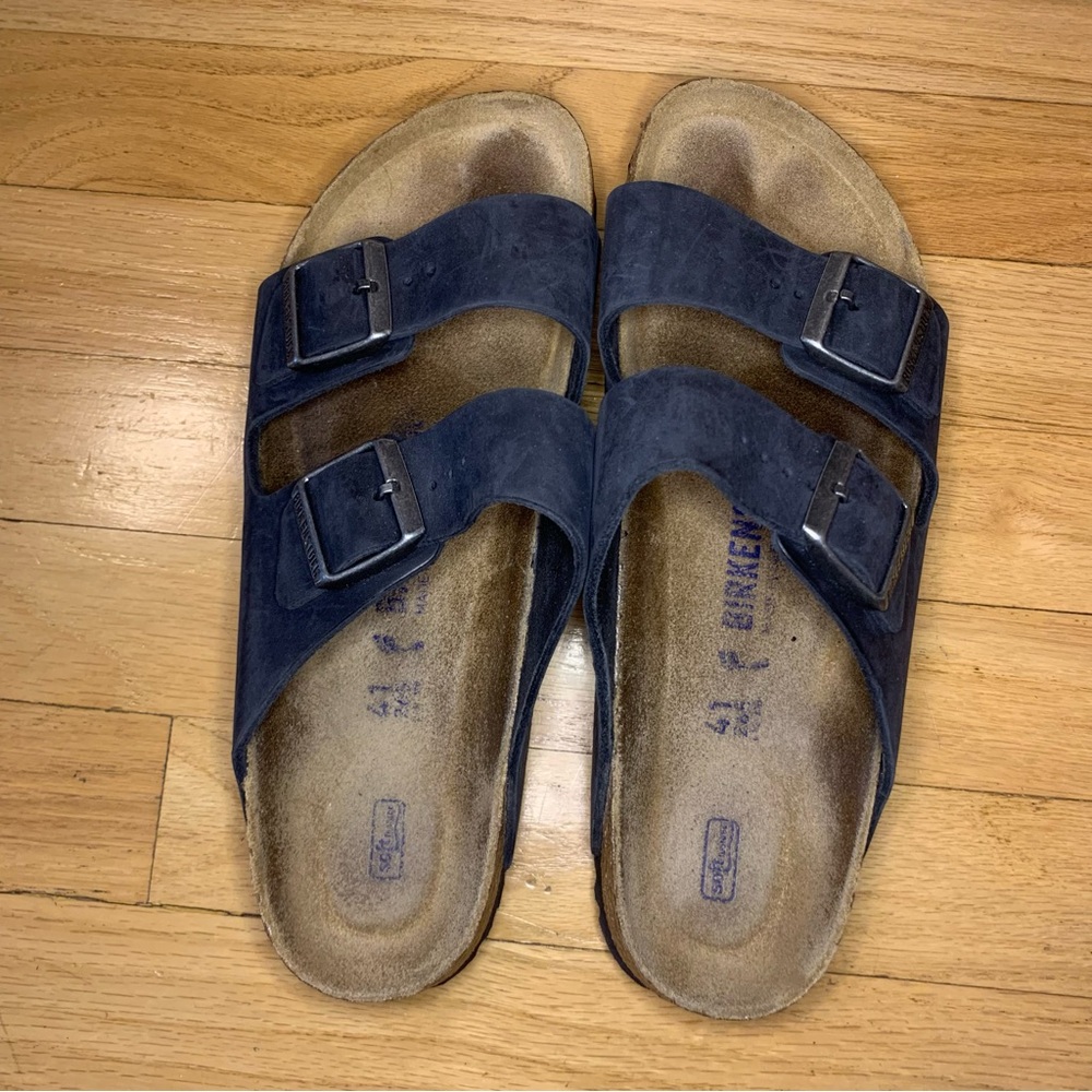 Black Suede Double-Buckle Slide Sandals - Birkenstock Style - Picture 6 of 7